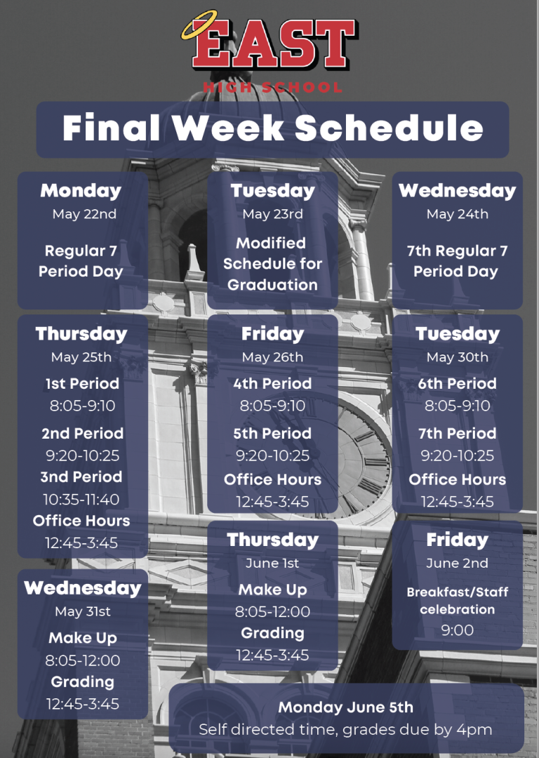 East High School » 2023 Final Week Schedule